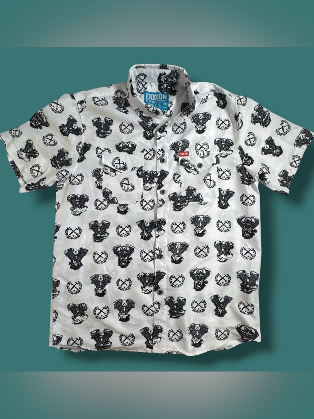 DIXXON Flannel Company Mens Large L  Motorcycle Engine Print Form And Function